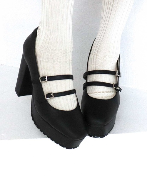 TITTY&CO.(ティティーアンドコー)の「【TITTY&CO.】ダブルストラップパンプス(パンプス・レディース・パープル/ブラック・S/M/L)」の4枚目の写真