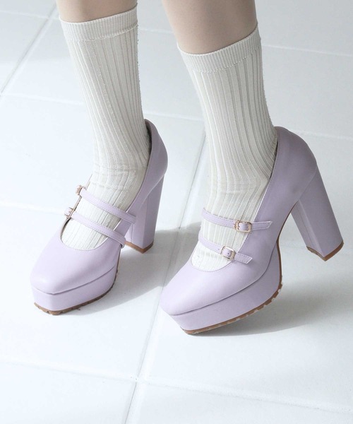 TITTY&CO.(ティティーアンドコー)の「【TITTY&CO.】ダブルストラップパンプス(パンプス・レディース・パープル/ブラック・S/M/L)」の5枚目の写真