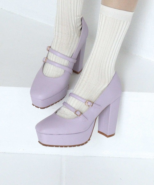 TITTY&CO.(ティティーアンドコー)の「【TITTY&CO.】ダブルストラップパンプス(パンプス・レディース・パープル/ブラック・S/M/L)」の6枚目の写真