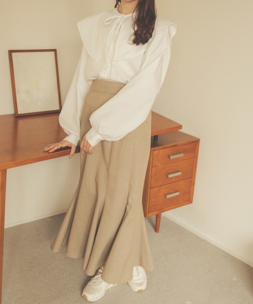 Ambre Neige（アンブルネージュ）の「２WAYビックカラーシャツ／【WEB/EC限定商品】（シャツ/ブラウス・レディース・ライトベージュ/オフホワイト/ダークブラウン・FREE）」の15枚目の写真