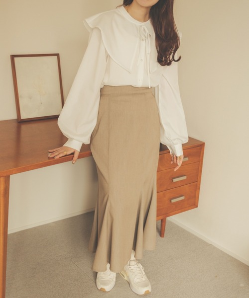 Ambre Neige（アンブルネージュ）の「２WAYビックカラーシャツ／【WEB/EC限定商品】（シャツ/ブラウス・レディース・ライトベージュ/オフホワイト/ダークブラウン・FREE）」の13枚目の写真