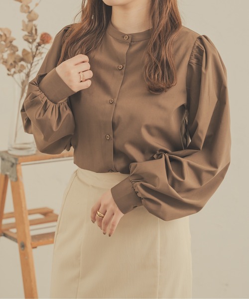 Ambre Neige（アンブルネージュ）の「２WAYビックカラーシャツ／【WEB/EC限定商品】（シャツ/ブラウス・レディース・ライトベージュ/オフホワイト/ダークブラウン・FREE）」の20枚目の写真