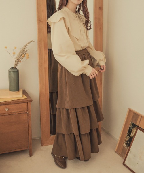 Ambre Neige（アンブルネージュ）の「２WAYビックカラーシャツ／【WEB/EC限定商品】（シャツ/ブラウス・レディース・ライトベージュ/オフホワイト/ダークブラウン・FREE）」の7枚目の写真