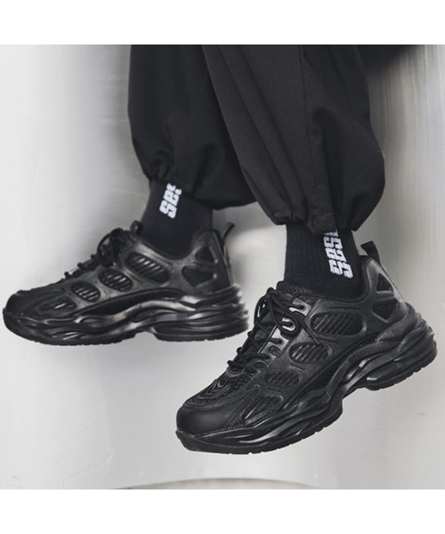 BENDER TOKYO（ベンダートウキョウ）の「ボリュームソール 厚底 テックスニーカー レースアップ ローカット トレーニングシューズ（スニーカー・メンズ・ブラック・27/26/25）」の12枚目の写真