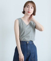 Vネックワッフルタンクトップ