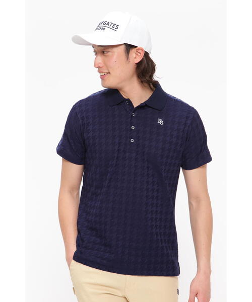 PEARLY GATES】千鳥柄リンクスジャガード 半袖ポロシャツ