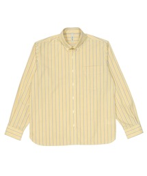 ラウンドテール ボタンダウン 長袖カジュアルシャツ