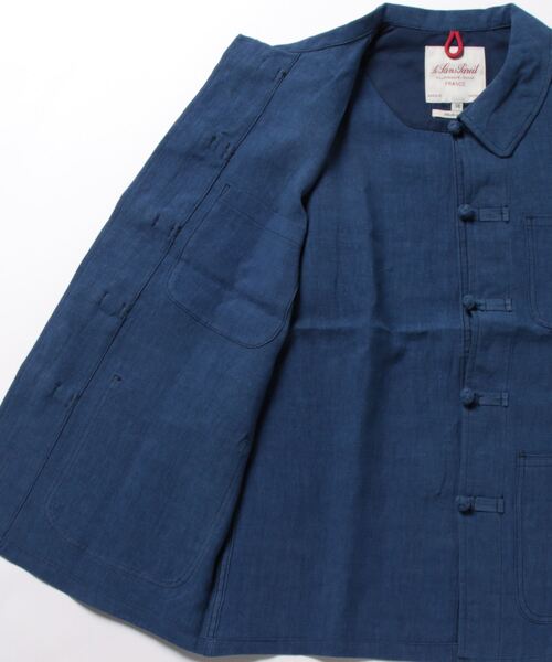 Le Sans Pareil（ル サン パレイユ）の「【 Le Sans Pareil / ルサンパレイユ 】 LINEN POPLIN FRENCH CHINA JACKET / リネンポプリン フレンチチャイナジャケット （セットアップ対応）（カバーオール・メンズ・ネイビー/ブラック・38/40/42）」の4枚目の写真