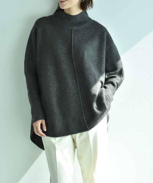 INTERPLANET（インタープラネット）の「ハイネックドルマンロングニット（ニット/セーター・レディース・ベージュ/オフホワイト/チャコールグレー・FREE）」の10枚目の写真