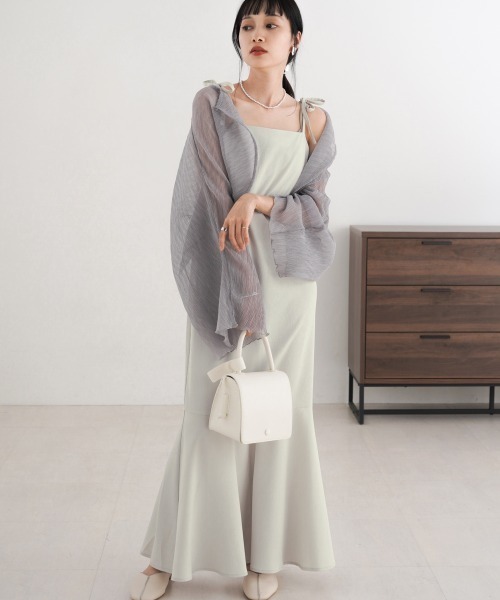 Bab(バブ)の「【低身長向けサイズあり】シアーボレロセットフレアキャミワンピース(ワンピース・レディース・ブラック/ベージュ/ライトグレー・M/S)」の3枚目の写真