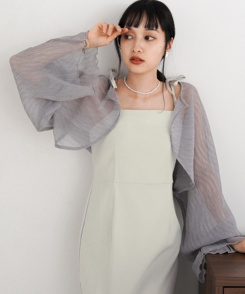 Bab(バブ)の「【低身長向けサイズあり】シアーボレロセットフレアキャミワンピース(ワンピース・レディース・ブラック/ベージュ/ライトグレー・M/S)」の9枚目の写真
