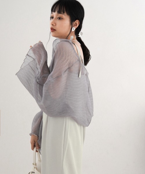Bab(バブ)の「【低身長向けサイズあり】シアーボレロセットフレアキャミワンピース(ワンピース・レディース・ブラック/ベージュ/ライトグレー・M/S)」の14枚目の写真