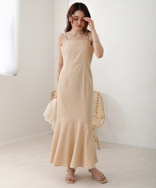 Bab(バブ)の「【低身長向けサイズあり】シアーボレロセットフレアキャミワンピース(ワンピース・レディース・ブラック/ベージュ/ライトグレー・M/S)」の6枚目の写真