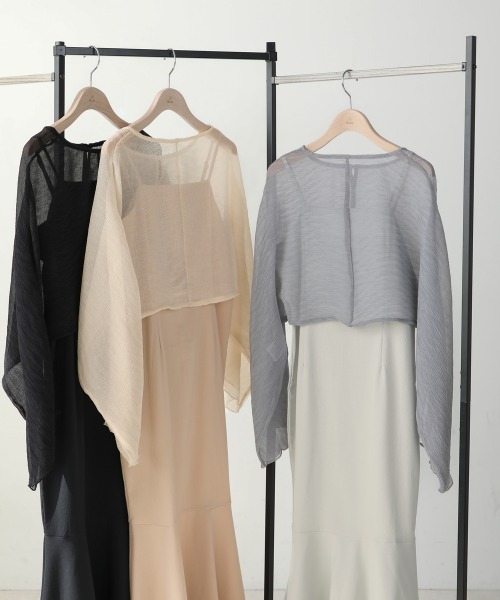 Bab(バブ)の「【低身長向けサイズあり】シアーボレロセットフレアキャミワンピース(ワンピース・レディース・ブラック/ベージュ/ライトグレー・M/S)」の13枚目の写真