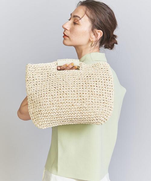 BEAUTY&YOUTH UNITED ARROWS（ビューティーアンドユースユナイテッドアローズ）の「ペーパースクエア ショルダーバッグ -2WAY-（かごバッグ・レディース・ナチュラル/ブラウン・FREE）」の10枚目の写真