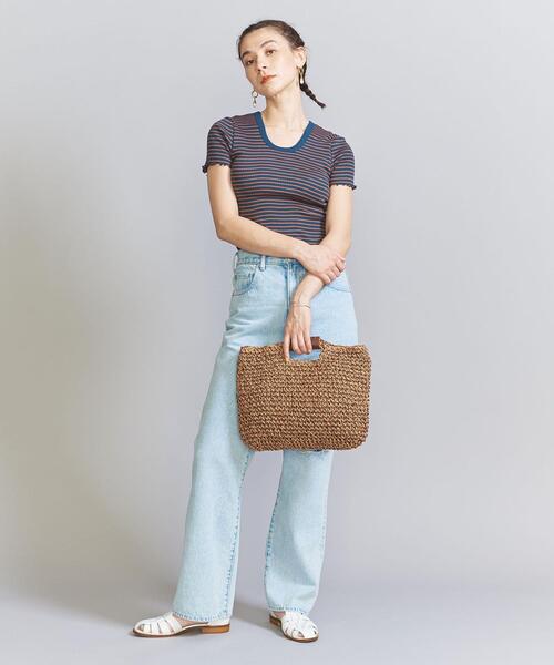 BEAUTY&YOUTH UNITED ARROWS（ビューティーアンドユースユナイテッドアローズ）の「ペーパースクエア ショルダーバッグ -2WAY-（かごバッグ・レディース・ナチュラル/ブラウン・FREE）」の11枚目の写真