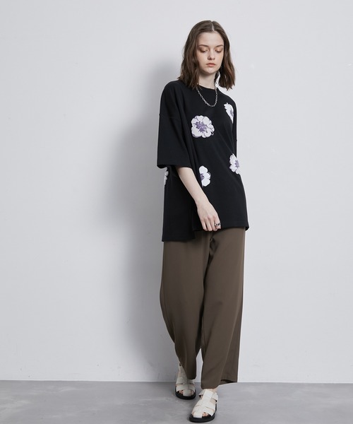 JUNRED（ジュンレッド）の「デフォルメフラワールーズTシャツ（Tシャツ/カットソー・メンズ・グリーン/ブラック/グレー系その他・S/M/L）」の9枚目の写真