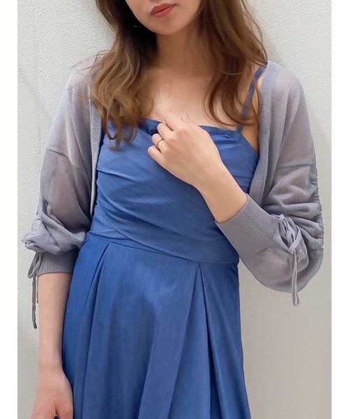 dazzlin（ダズリン）の「シアーショートカーディガン（カーディガン/ボレロ・レディース・モカ/オフホワイト/グレー・FREE）」の3枚目の写真