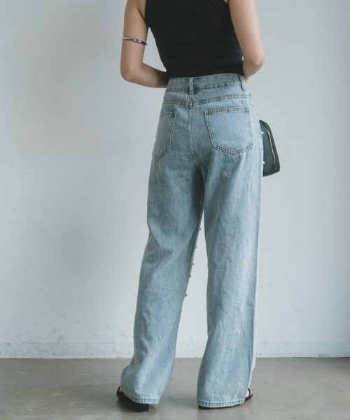 VANNIE U（ヴァニーユー）の「パールセミワイドデニム（デニムパンツ・レディース・ライトブルー・FREE）」の12枚目の写真