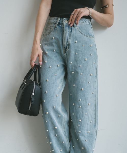 VANNIE U（ヴァニーユー）の「パールセミワイドデニム（デニムパンツ・レディース・ライトブルー・FREE）」の11枚目の写真