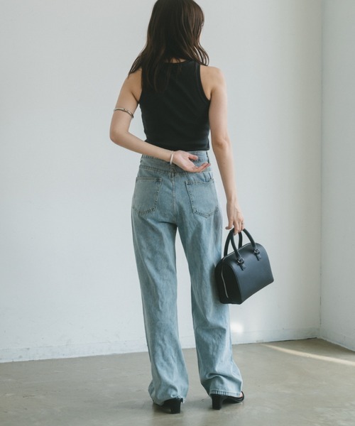 VANNIE U（ヴァニーユー）の「パールセミワイドデニム（デニムパンツ・レディース・ライトブルー・FREE）」の9枚目の写真