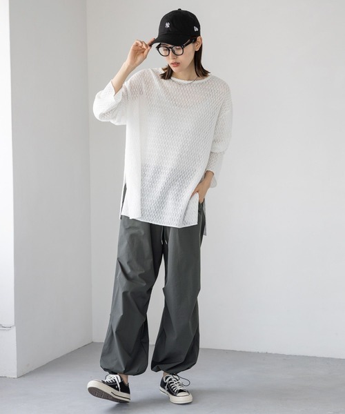 LEPSIM(レプシィム)の「メッシュプルオーバー 908520(Tシャツ/カットソー・レディース・オフホワイト/ブラック/ブラウン・FREE)」の4枚目の写真