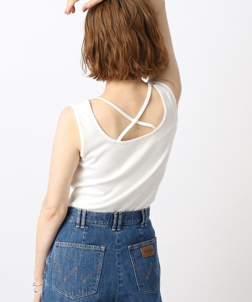 grove(グローブ)の「◆ストリングデザインテレコタンクトップ(タンクトップ・レディース・オフホワイト/チャコールグレー/ナチュラル・02/03/01/05/04)」の2枚目の写真