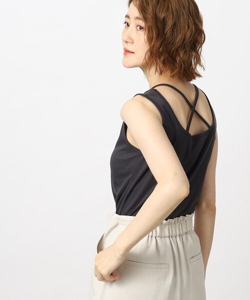 grove(グローブ)の「◆ストリングデザインテレコタンクトップ(タンクトップ・レディース・オフホワイト/チャコールグレー/ナチュラル・02/03/01/05/04)」の3枚目の写真