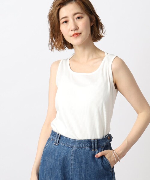 grove(グローブ)の「◆ストリングデザインテレコタンクトップ(タンクトップ・レディース・オフホワイト/チャコールグレー/ナチュラル・02/03/01/05/04)」の13枚目の写真