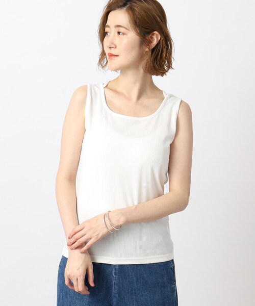 grove(グローブ)の「◆ストリングデザインテレコタンクトップ(タンクトップ・レディース・オフホワイト/チャコールグレー/ナチュラル・02/03/01/05/04)」の9枚目の写真