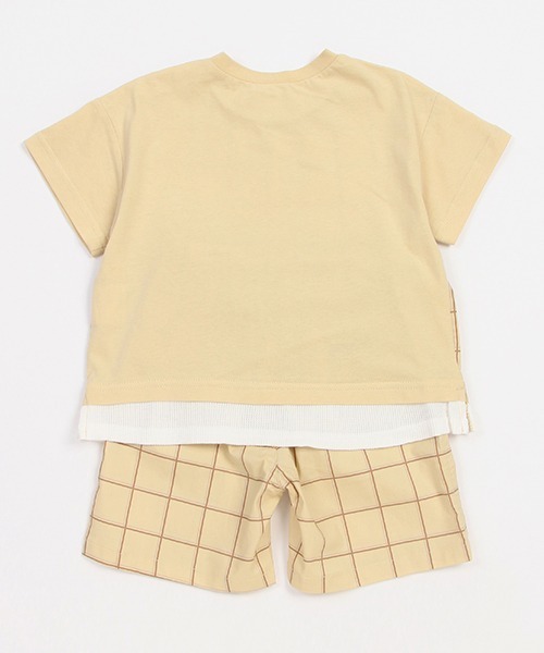 petit main(プティマイン)の「布帛チェックセットアップ(アンサンブル・キッズ・ベージュ/ネイビー・80cm/90cm/100cm/110cm/120cm/130cm)」の5枚目の写真