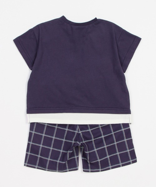 petit main(プティマイン)の「布帛チェックセットアップ(アンサンブル・キッズ・ベージュ/ネイビー・80cm/90cm/100cm/110cm/120cm/130cm)」の6枚目の写真