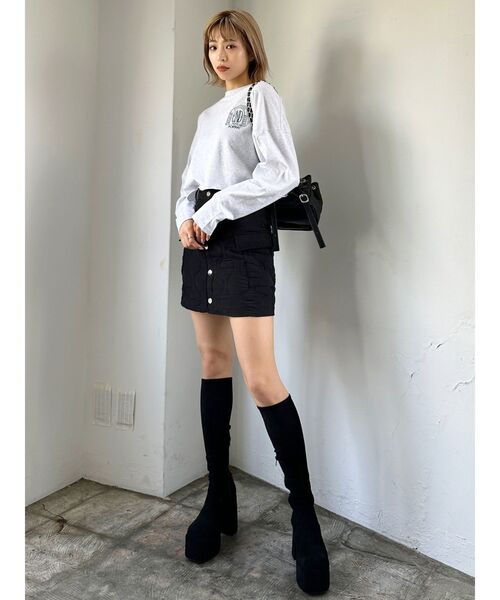 EMODA（エモダ）の「エンブレムマークショートロンT（Tシャツ/カットソー・レディース・ホワイト/ブラック/ベージュ/グレー・FREE）」の9枚目の写真