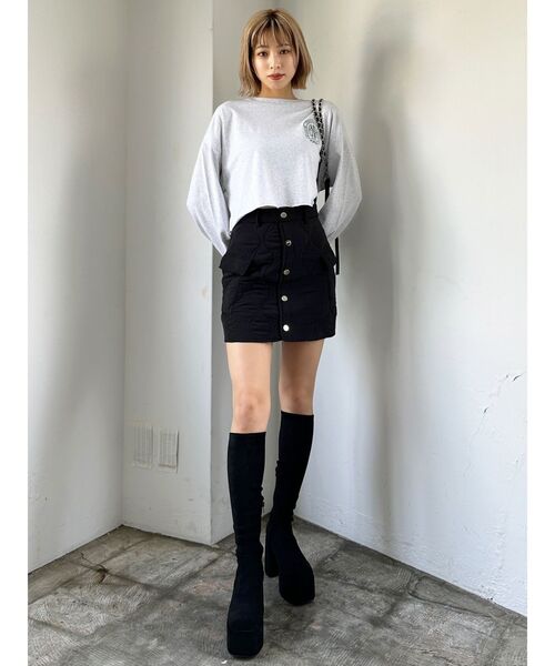 EMODA（エモダ）の「エンブレムマークショートロンT（Tシャツ/カットソー・レディース・ホワイト/ブラック/ベージュ/グレー・FREE）」の6枚目の写真