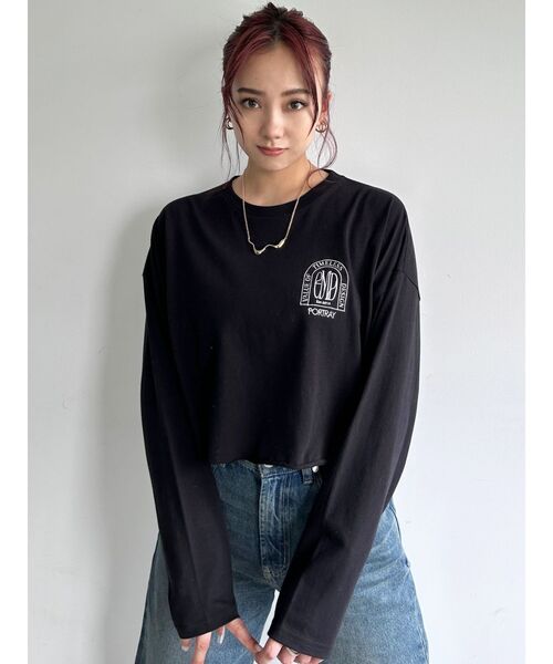 EMODA（エモダ）の「エンブレムマークショートロンT（Tシャツ/カットソー・レディース・ホワイト/ブラック/ベージュ/グレー・FREE）」の10枚目の写真