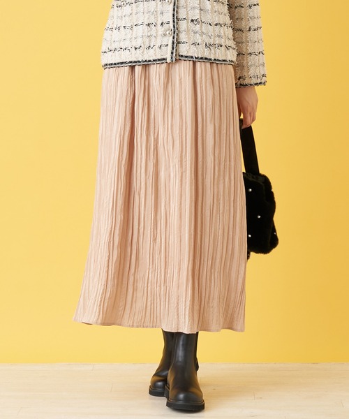 en recre(アンレクレ)の「【Nouque】ランダムプリーツロングスカート(スカート・レディース・サックスブルー/ベージュ/ライム・2)」の2枚目の写真
