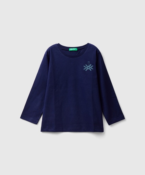 BENETTON (UNITED COLORS OF BENETTON)（ベネトンユナイテッドカラーズオブベネトン）の「キッズロゴプリント長袖Tシャツ・カットソーB（Tシャツ/カットソー・キッズ・ネイビー/ホワイト/レッド/グレー・82/116/90/104/98/X-SMALL）」の3枚目の写真