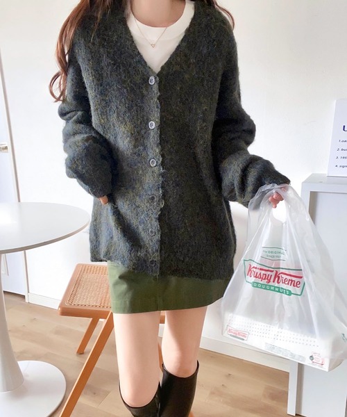 mily bilet（ミウィビレット）の「【mily bilet】大人ふんわり。前後2wayミックス糸シャギーニットカーディガン（カーディガン/ボレロ・レディース・グリーン/ブラック/アイボリー・MEDIUM/LARGE/X-LARGE/SMALL）」の17枚目の写真