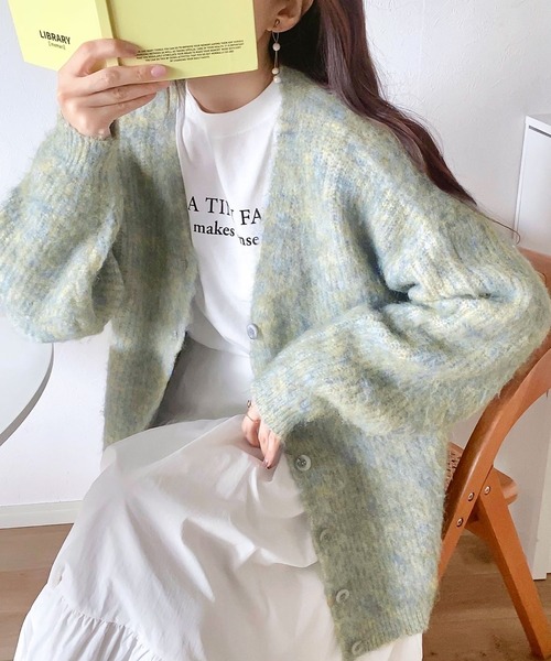 mily bilet（ミウィビレット）の「【mily bilet】大人ふんわり。前後2wayミックス糸シャギーニットカーディガン（カーディガン/ボレロ・レディース・グリーン/ブラック/アイボリー・MEDIUM/LARGE/X-LARGE/SMALL）」の9枚目の写真