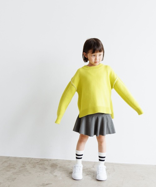 LOWRYS FARM(ローリーズファーム)の「5Gハイショクステッチプルオーバー 961679(ニット/セーター・キッズ・チャコールグレー/ネイビー/イエロー/アイボリー・110cm/120cm/130cm/140cm/150cm)」の6枚目の写真