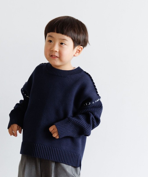 LOWRYS FARM(ローリーズファーム)の「5Gハイショクステッチプルオーバー 961679(ニット/セーター・キッズ・チャコールグレー/ネイビー/イエロー/アイボリー・110cm/120cm/130cm/140cm/150cm)」の7枚目の写真