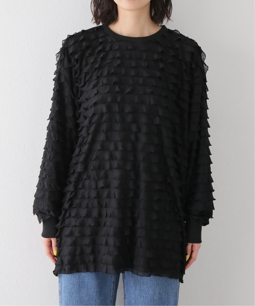 PROVOKE (プロヴォーク)の「《追加》【PROVOKE/プロヴォーク】furi-furi long tee 2:カットソー(Tシャツ/カットソー・レディース・ブラック/アイボリー・FREE)」の5枚目の写真