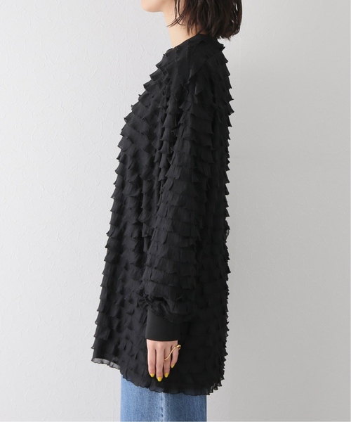 PROVOKE (プロヴォーク)の「《追加》【PROVOKE/プロヴォーク】furi-furi long tee 2:カットソー(Tシャツ/カットソー・レディース・ブラック/アイボリー・FREE)」の6枚目の写真