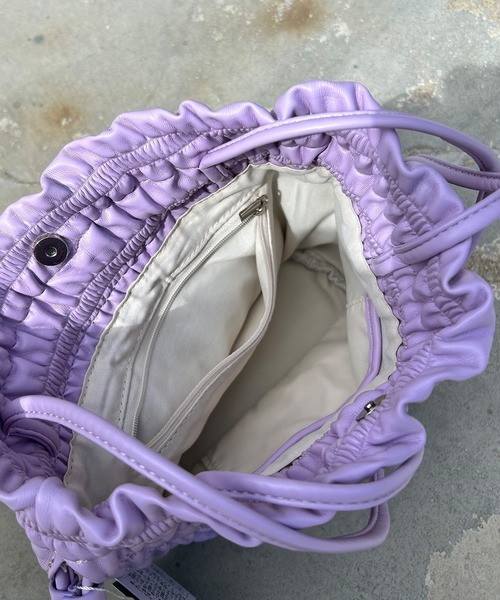 Kotoe（コトエ）の「巾着ショルダーバッグ シャーリングフリルBAG（ハンドバッグ・レディース・ブラック/パープル/シルバー/オフホワイト・FREE）」の19枚目の写真