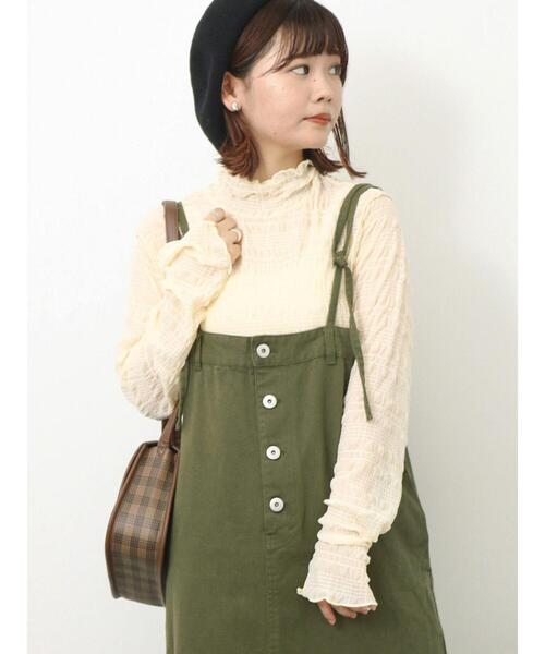 ehka sopo(エヘカソポ)の「シャーリングシアーメロートップス(Tシャツ/カットソー・レディース・キナリ/ブラック/ブルー・F)」の5枚目の写真