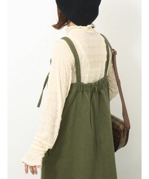 ehka sopo(エヘカソポ)の「シャーリングシアーメロートップス(Tシャツ/カットソー・レディース・キナリ/ブラック/ブルー・F)」の6枚目の写真