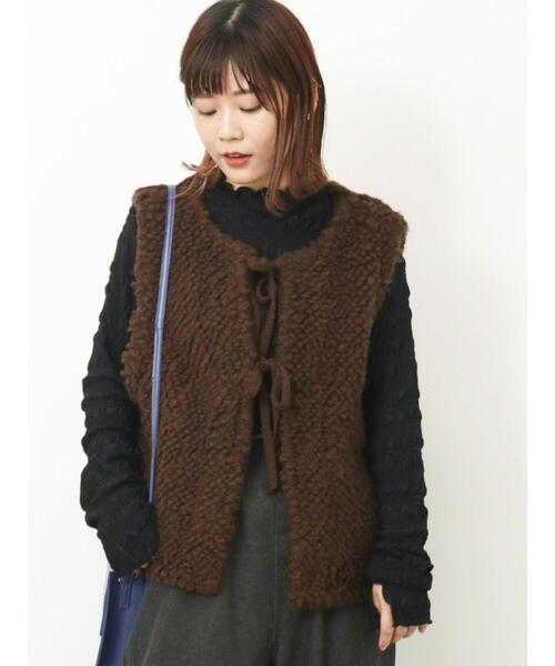 ehka sopo(エヘカソポ)の「シャーリングシアーメロートップス(Tシャツ/カットソー・レディース・キナリ/ブラック/ブルー・F)」の10枚目の写真