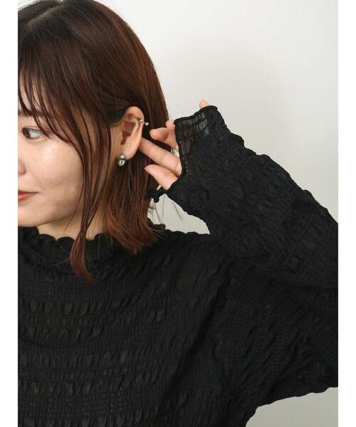 ehka sopo(エヘカソポ)の「シャーリングシアーメロートップス(Tシャツ/カットソー・レディース・キナリ/ブラック/ブルー・F)」の12枚目の写真