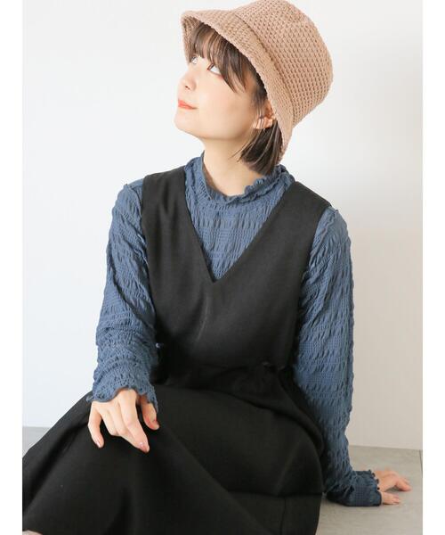 ehka sopo(エヘカソポ)の「シャーリングシアーメロートップス(Tシャツ/カットソー・レディース・キナリ/ブラック/ブルー・F)」の14枚目の写真