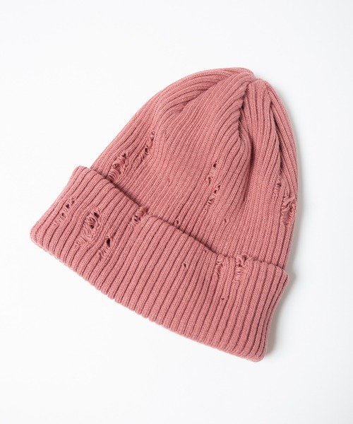 RACAL（ラカル）の「Ripped Cotton Knit Watch / ダメージ加工風編み柄ニットワッチ（ニットキャップ/ビーニー・メンズ・ブラック/ベージュ/ピンク/ブルー/グレー/アイボリー・FREE）」の13枚目の写真